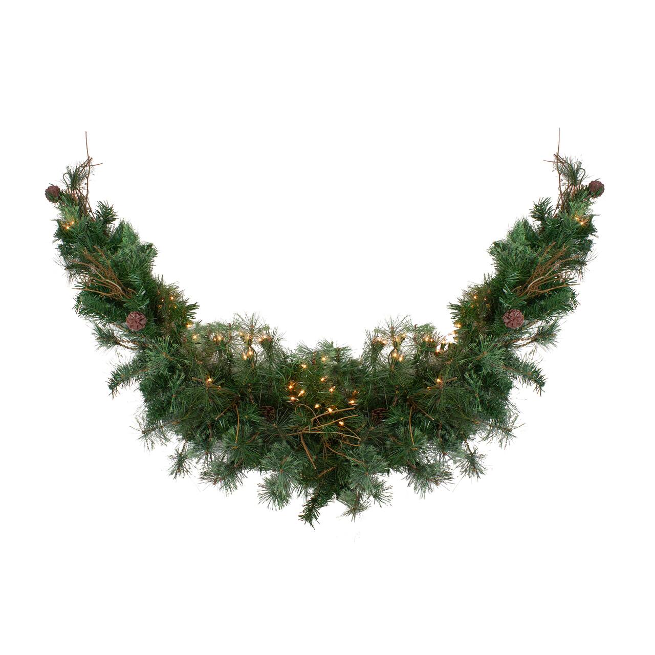 72" Pre-Lit Country Mixed Pine Artificial Christmas Swag, Clear Lights